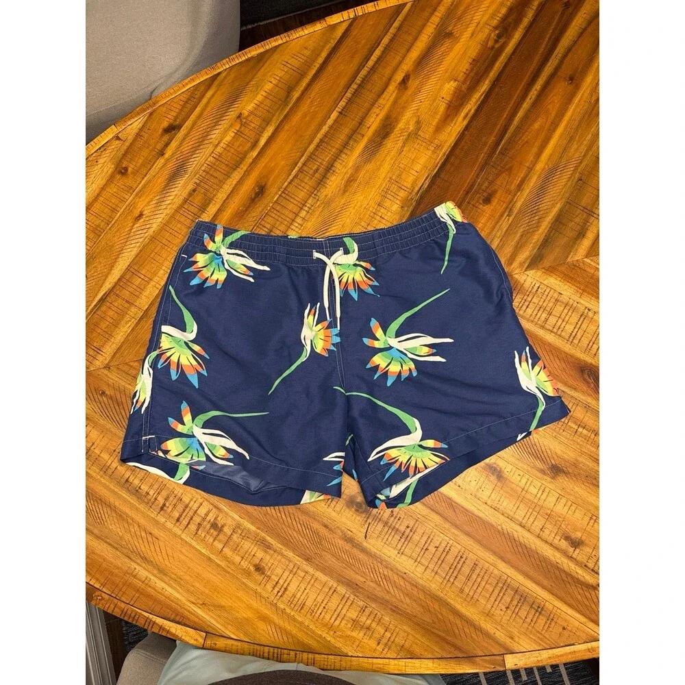 Chubbies Swim Trunks Mens XL Tagged L Navy Bird of Paradise 5” Inseam USA